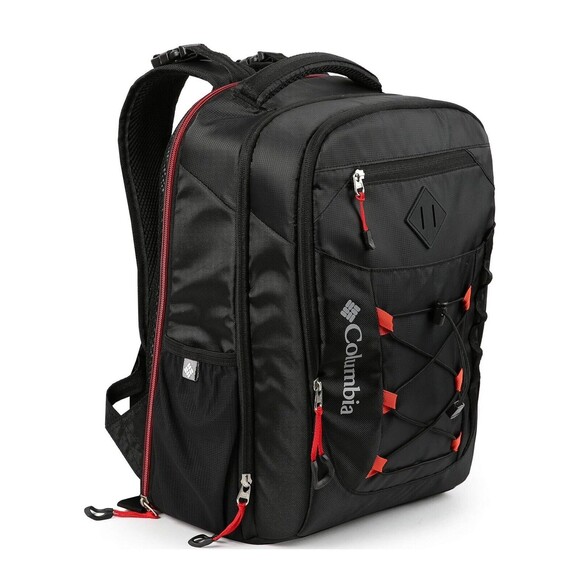 Columbia Diablo Creek Backpack Diaper Bag Thermal Change Mat Black Red Pockets - Picture 7 of 16